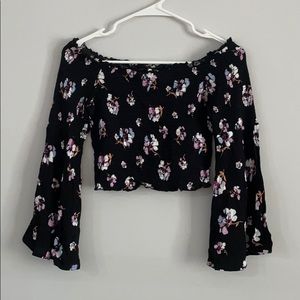 Forever 21 Floral Long Sleeve Crop Top (M)
